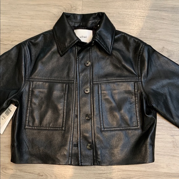 Wilfred Little Cropped Black Leather Jacket - Picture 1 of 7
